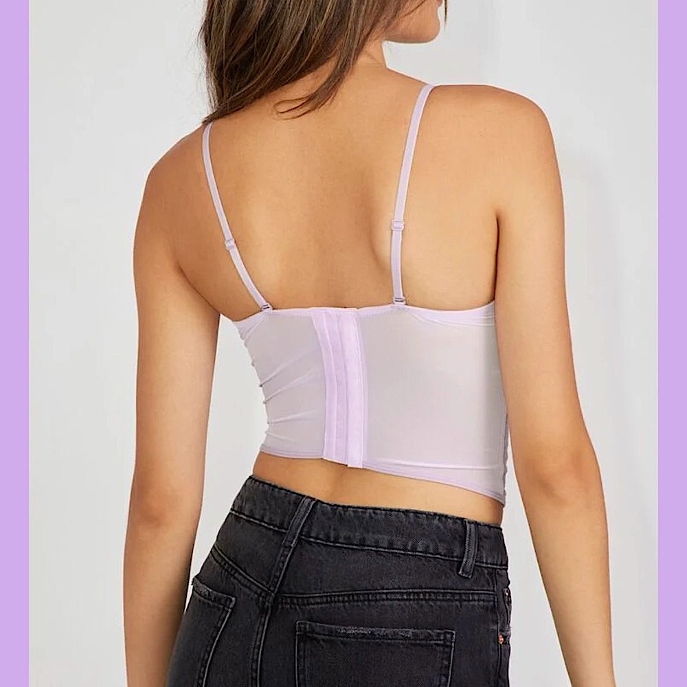 NWT Garage Purple Chrishell Lace Mesh Bustier - Picture 10 of 16
